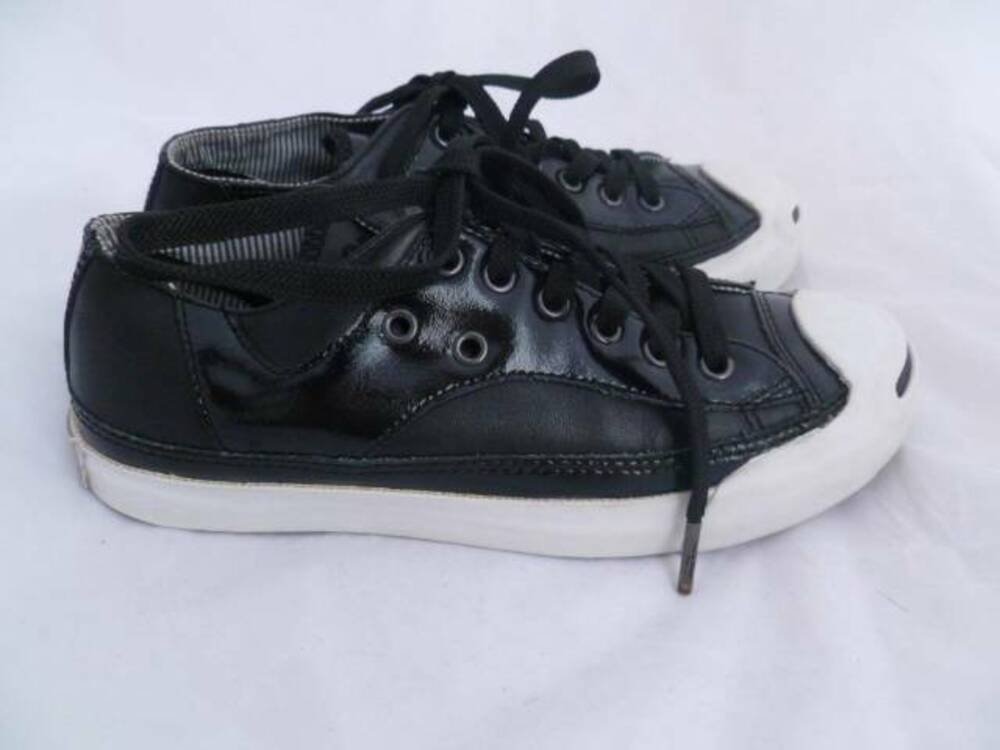 CONVERSE JACK PURCELL USED M 4 W 5.5 EU 36 PATENT/LEATHER BLACK/WHITE SNEAKERS